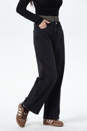 Jeans Mujer Cintura Calce Recto Negro