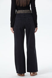 Jeans Mujer Cintura Calce Recto Negro