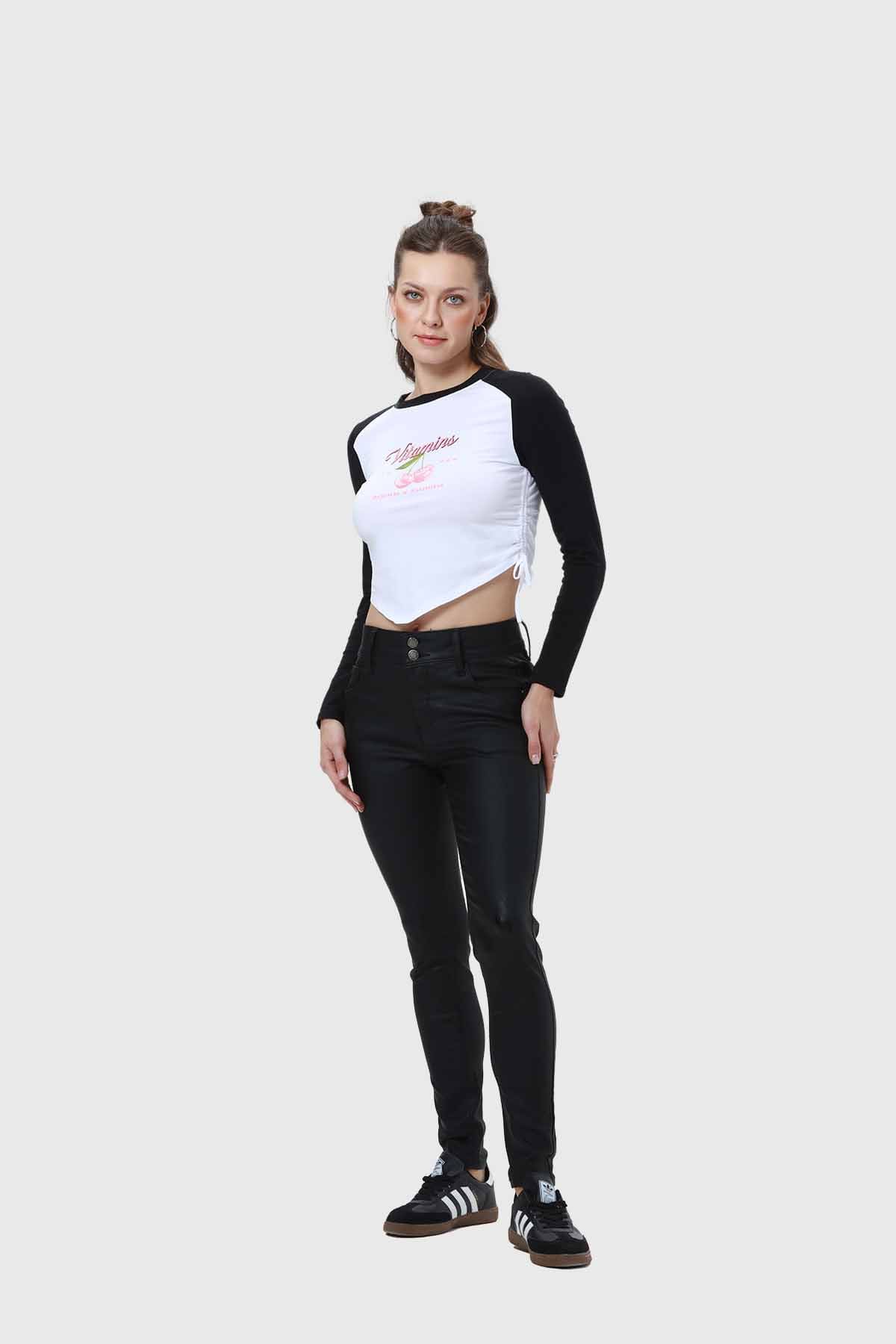 Jeans Mujer Skinny Engomado Negro