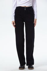 Jeans Bolsillo Calce Recto Mujer Negro