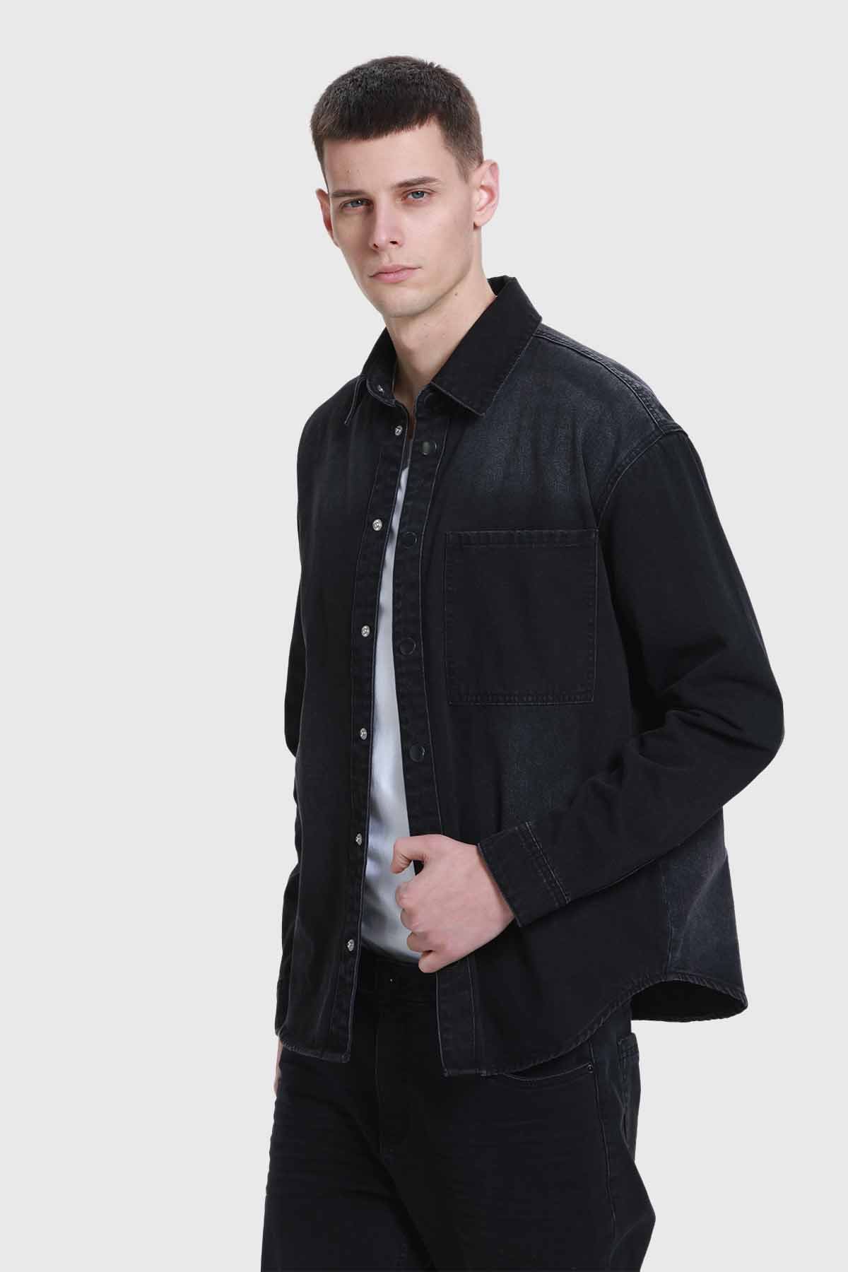 Camisa Hombre Mezclilla Gris