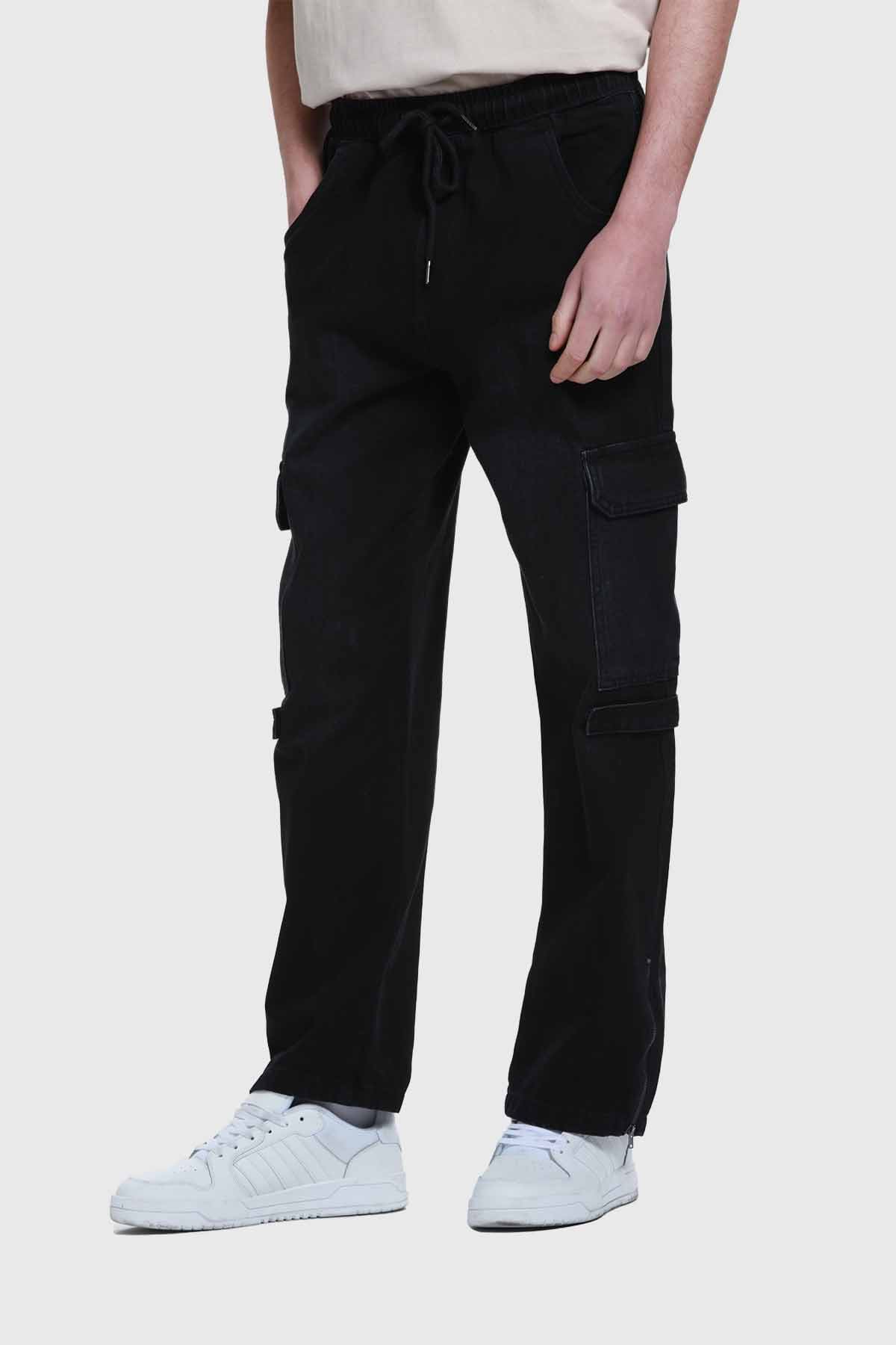 Jeans Hombre Cargo Recto Negro