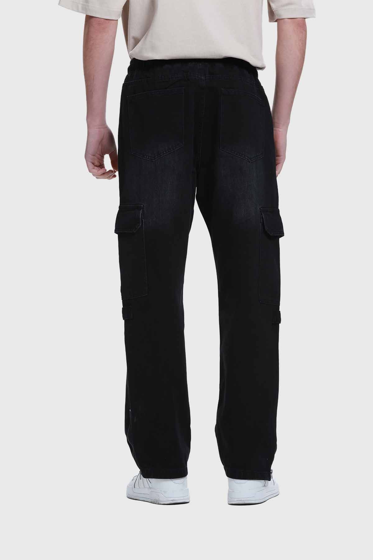 Jeans Hombre Cargo Recto Negro
