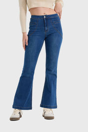 Jeans Mujer Flare Tiro Alto Azul