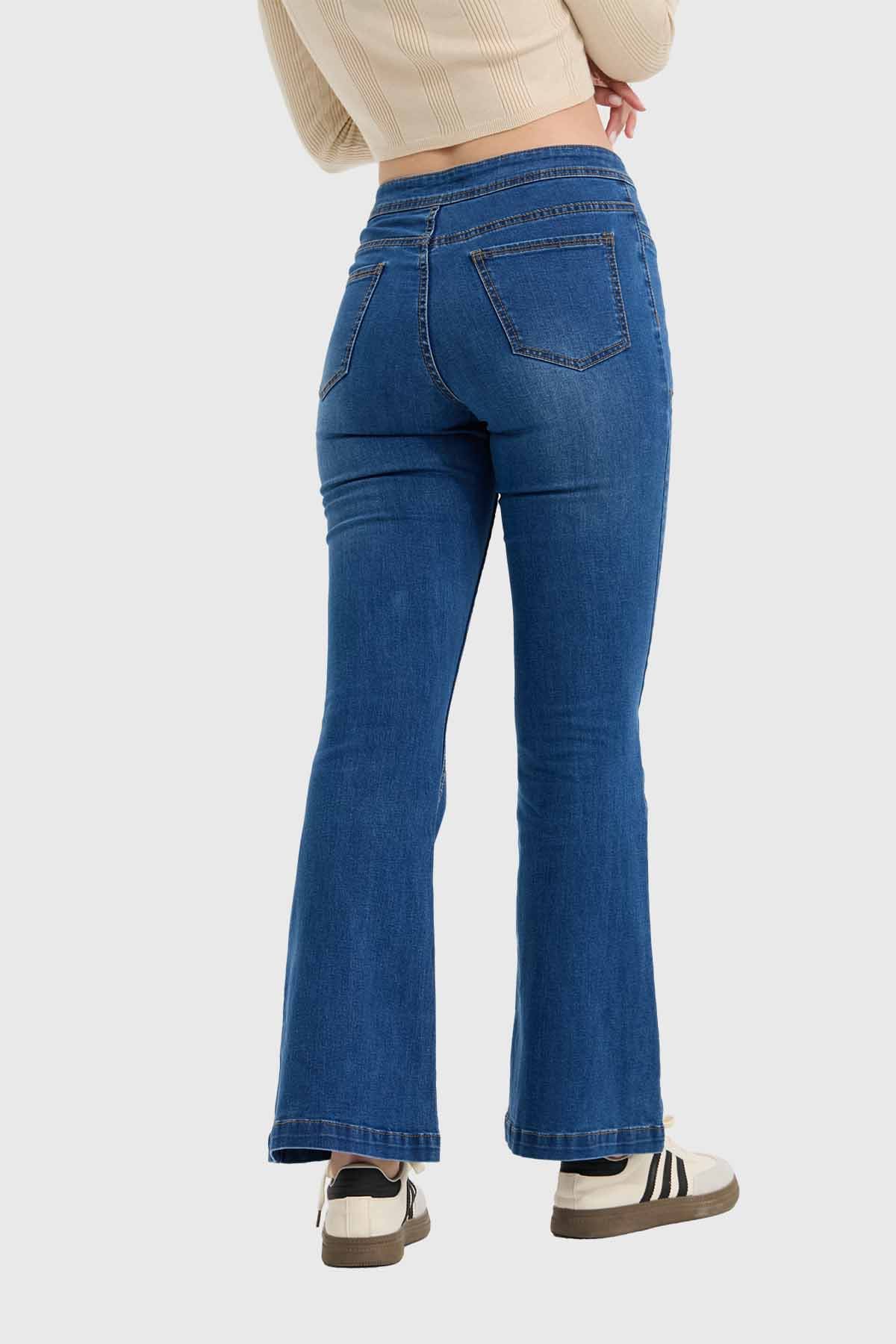 Jeans Mujer Flare Tiro Alto Azul