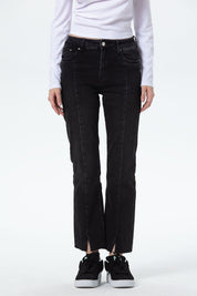 Jeans Mujer Slim Linea Abertura Gris