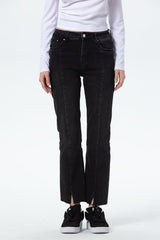 Jeans Slim Linea Abertura Mujer Gris