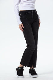 Jeans Mujer Slim Linea Abertura Gris