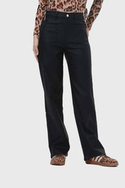 Jeans Mujer Engomado Calce Recto Negro