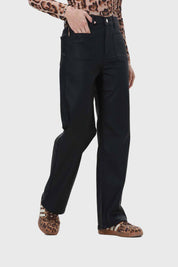 Jeans Mujer Engomado Calce Recto Negro