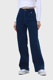 Jeans Mujer Lavado Calce Recto Azul