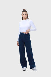 Jeans Mujer Lavado Calce Recto Azul