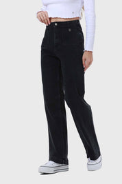 Jeans Mujer Lavado Calce Recto Negro