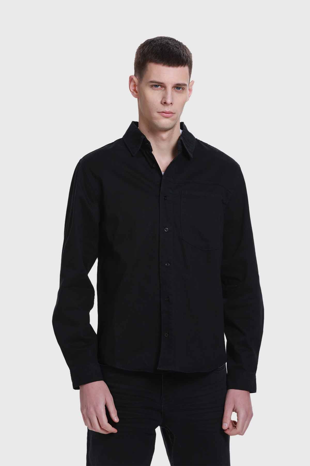 Camisa Hombre Sobrecamisa Con Bolsillo Gris