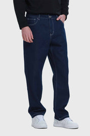 Jeans Hombre Wide Leg Costura Azul
