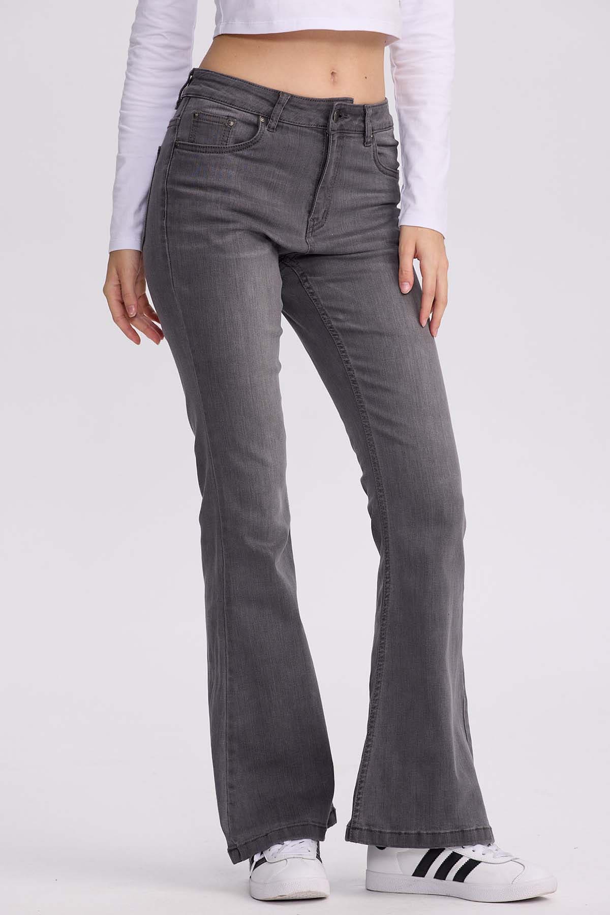 Jeans Mujer Flare Vale Gris Oscuro