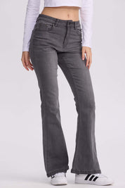 Jeans Mujer Flare Vale Gris Oscuro