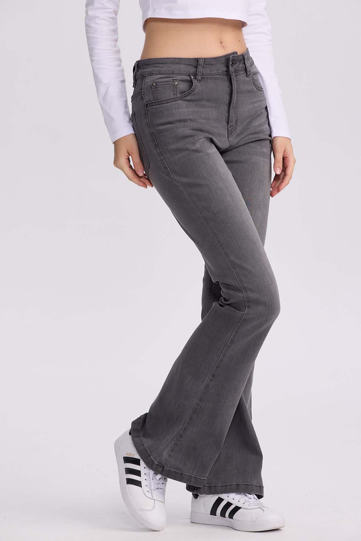 Jeans Mujer Flare Vale Gris Oscuro