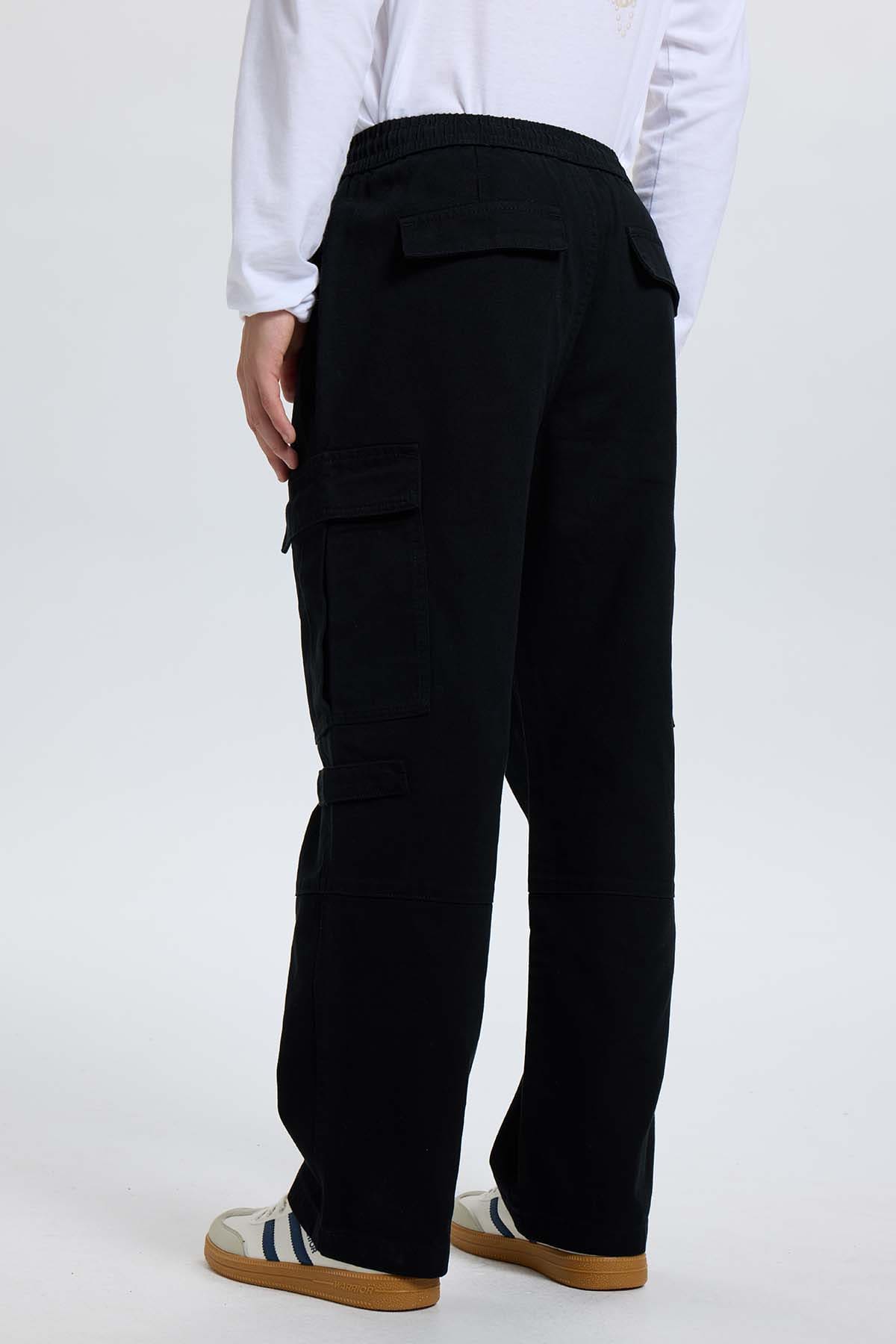 Jeans Hombre Cargo Con Broche Negro