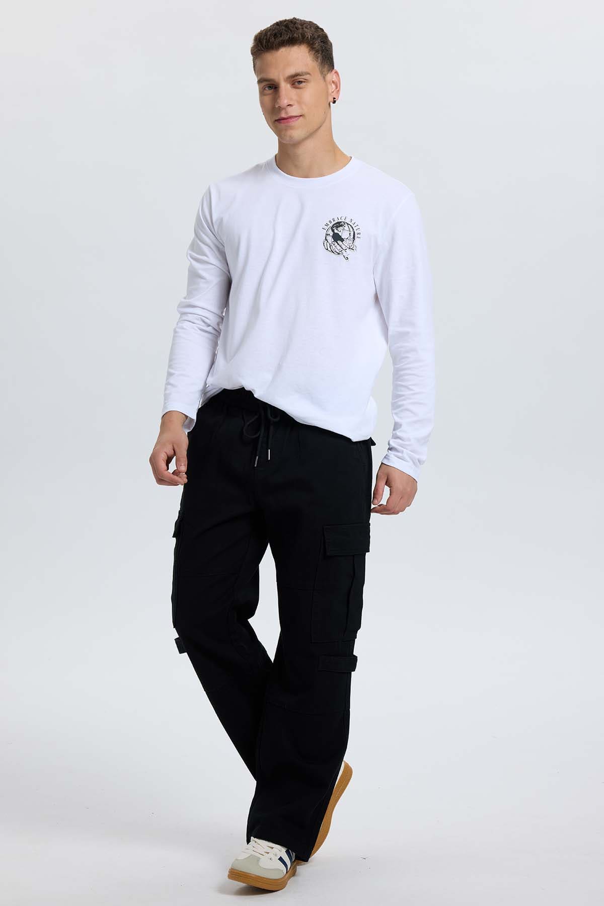 Jeans Hombre Cargo Con Broche Negro