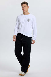 Jeans Hombre Cargo Con Broche Negro