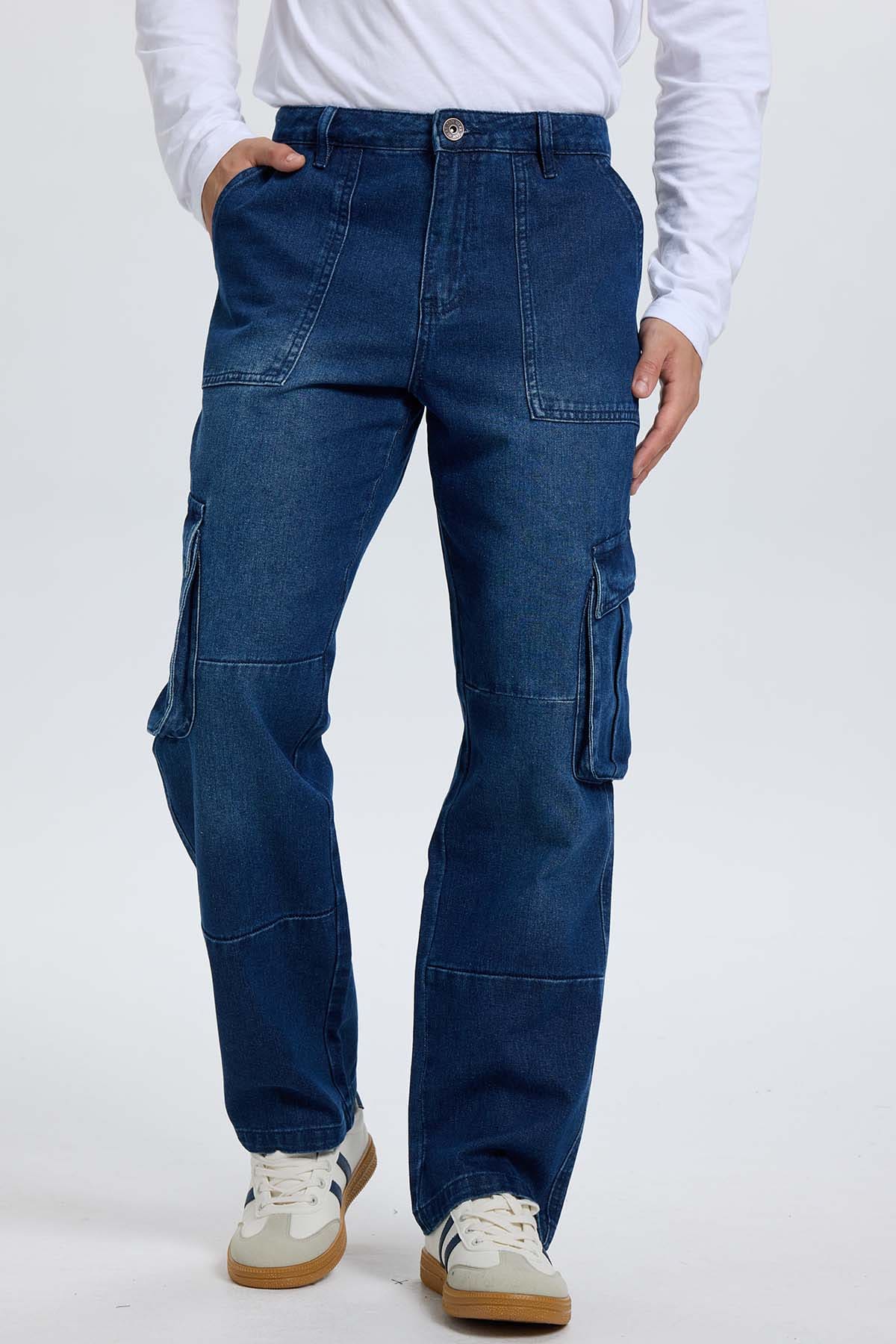 Jeans Hombre Cargo Carpintero Azul