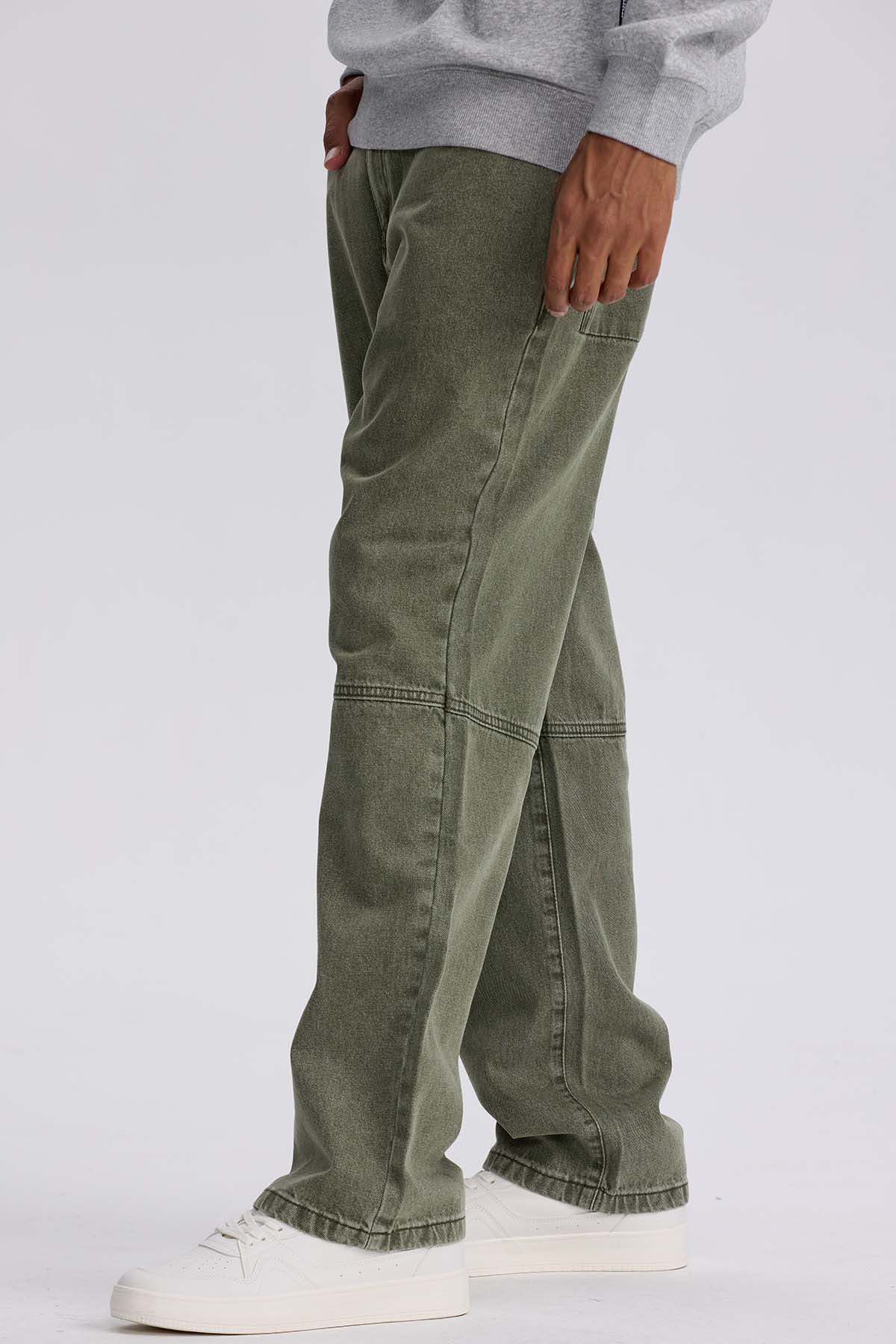 Jeans Hombre Retro Skater Verde Militar Claro