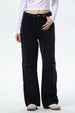 Jeans Mujer Cargo Calce Recto Negro