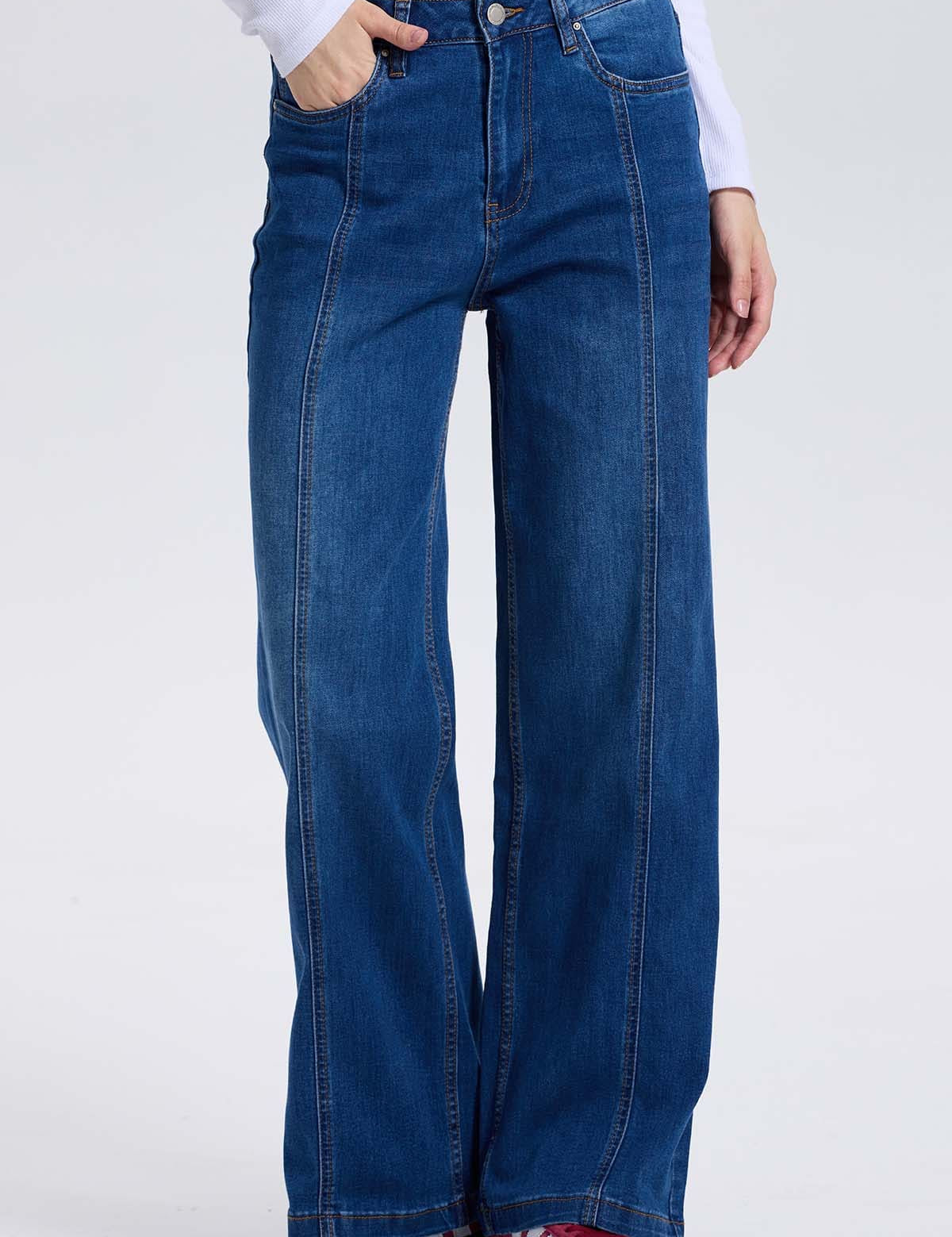 Jeans Mujer Wide Leg linea Azul