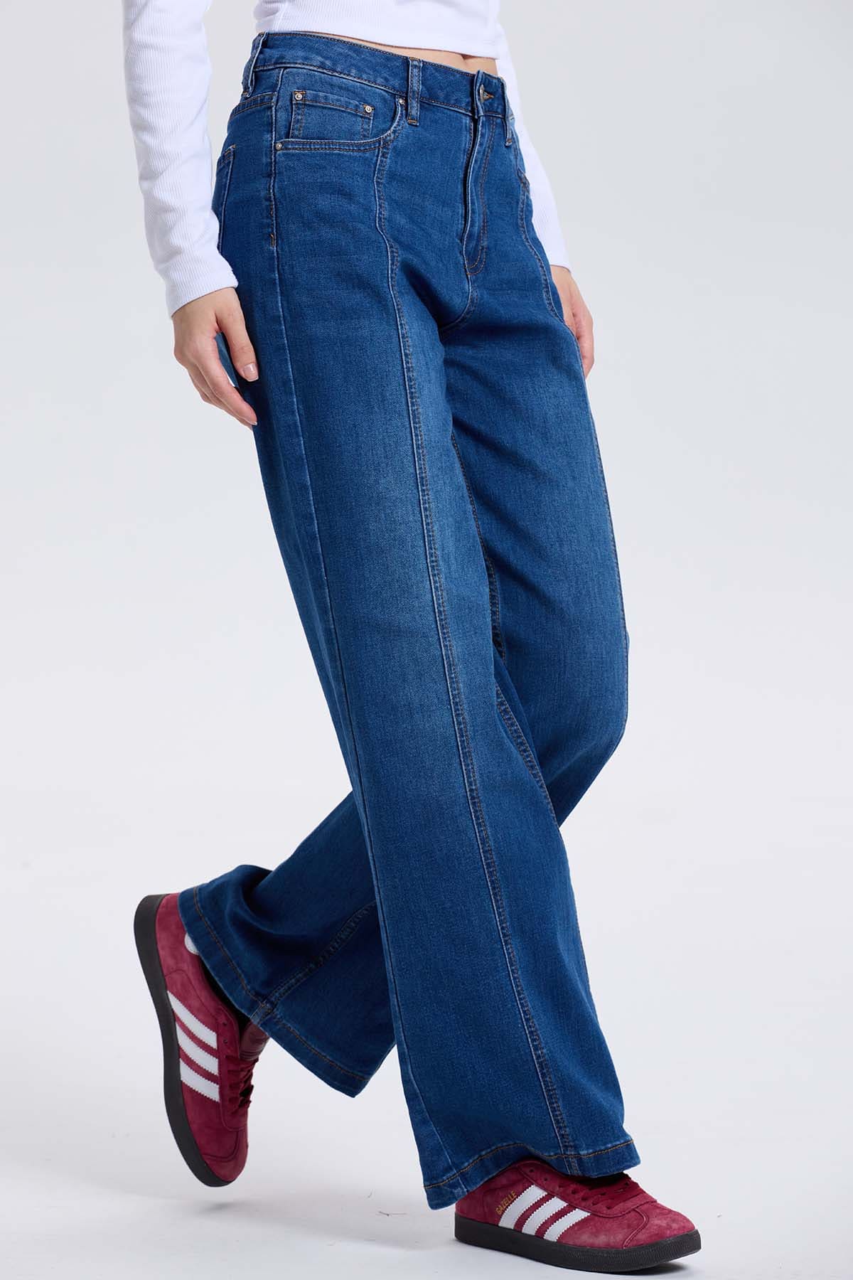 Jeans Mujer Wide Leg linea Azul