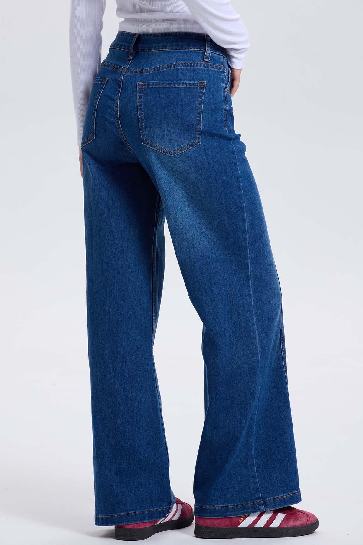 Jeans Mujer Wide Leg linea Azul