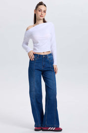 Jeans Mujer Wide Leg linea Azul