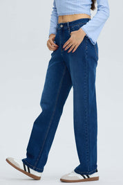 Jeans Mujer Cargo Calce Recto Azul Azul / 46