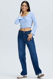 Jeans Mujer Cargo Calce Recto Azul Azul / 46