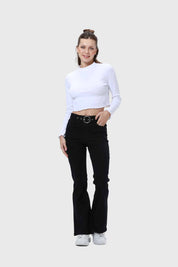 Jeans Mujer Flare Linea Curva Negro