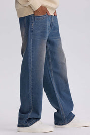 Jeans Hombre Wide Leg Retro Azul Claro