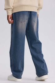 Jeans Hombre Wide Leg Retro Azul Claro