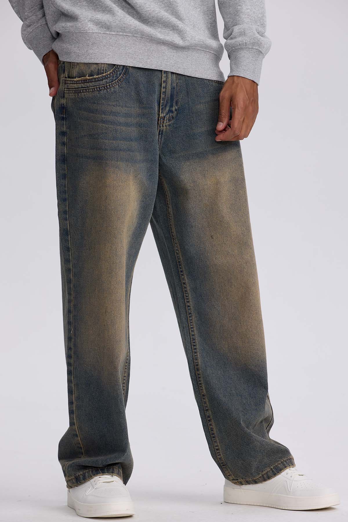 Jeans Hombre Wide Leg Retro Azul Retro