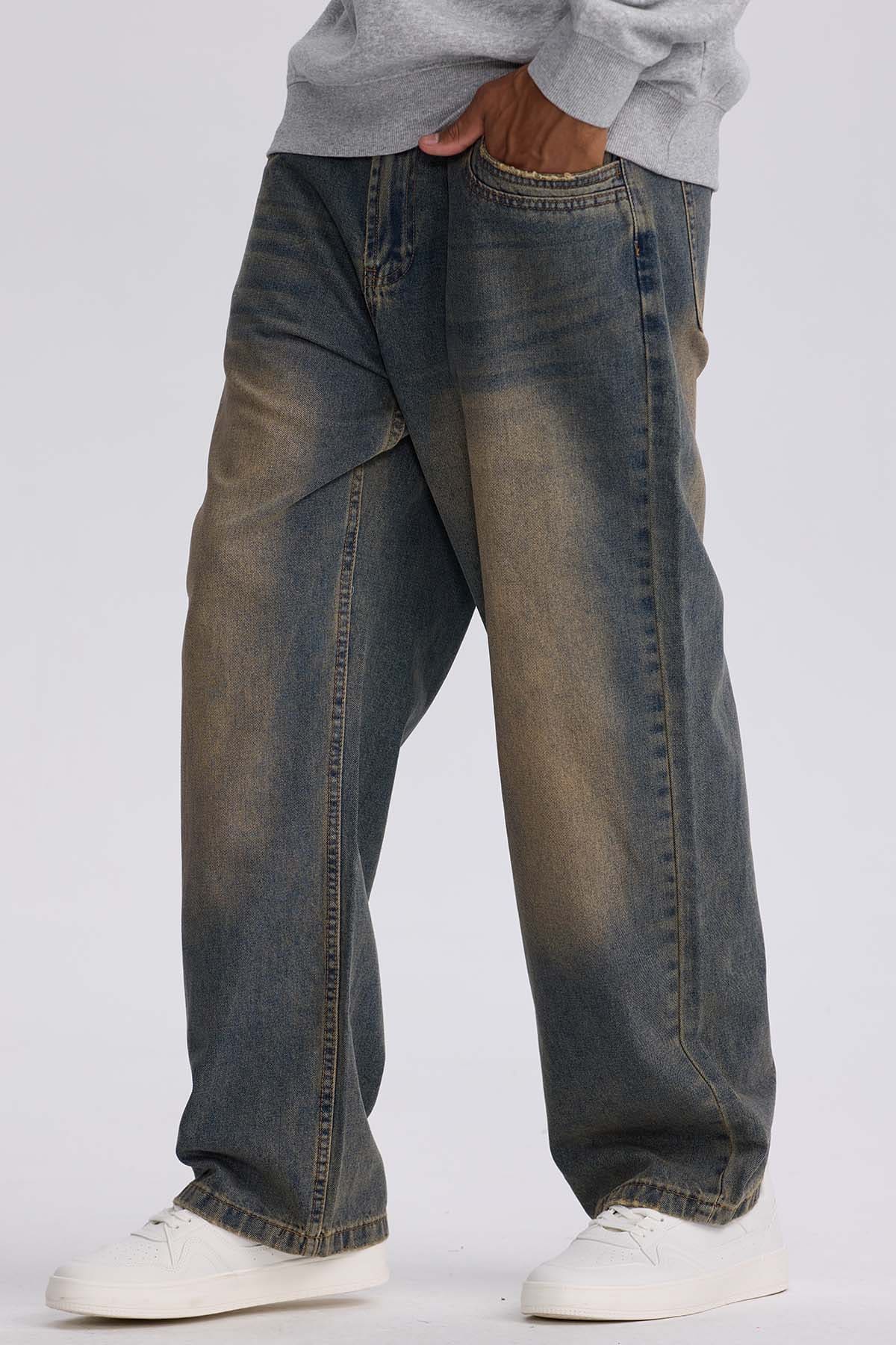 Jeans Hombre Wide Leg Retro Azul Retro