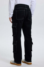 Jeans Hombre Doble Cargo Negro