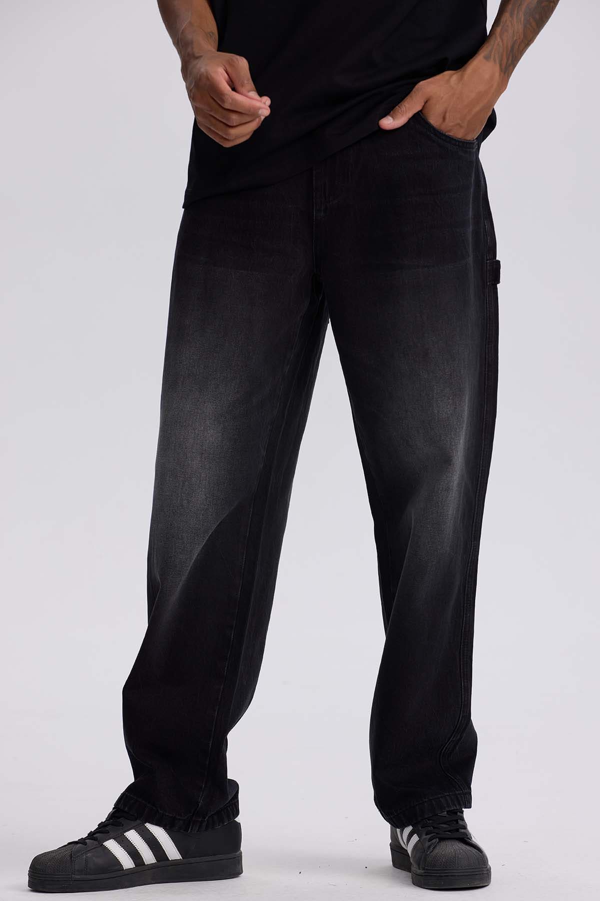 Jeans Hombre Baggy Focalizado Negro