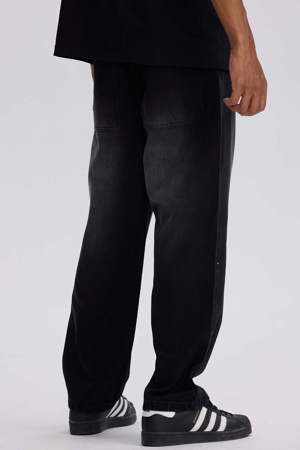 Jeans Hombre Baggy Focalizado Negro