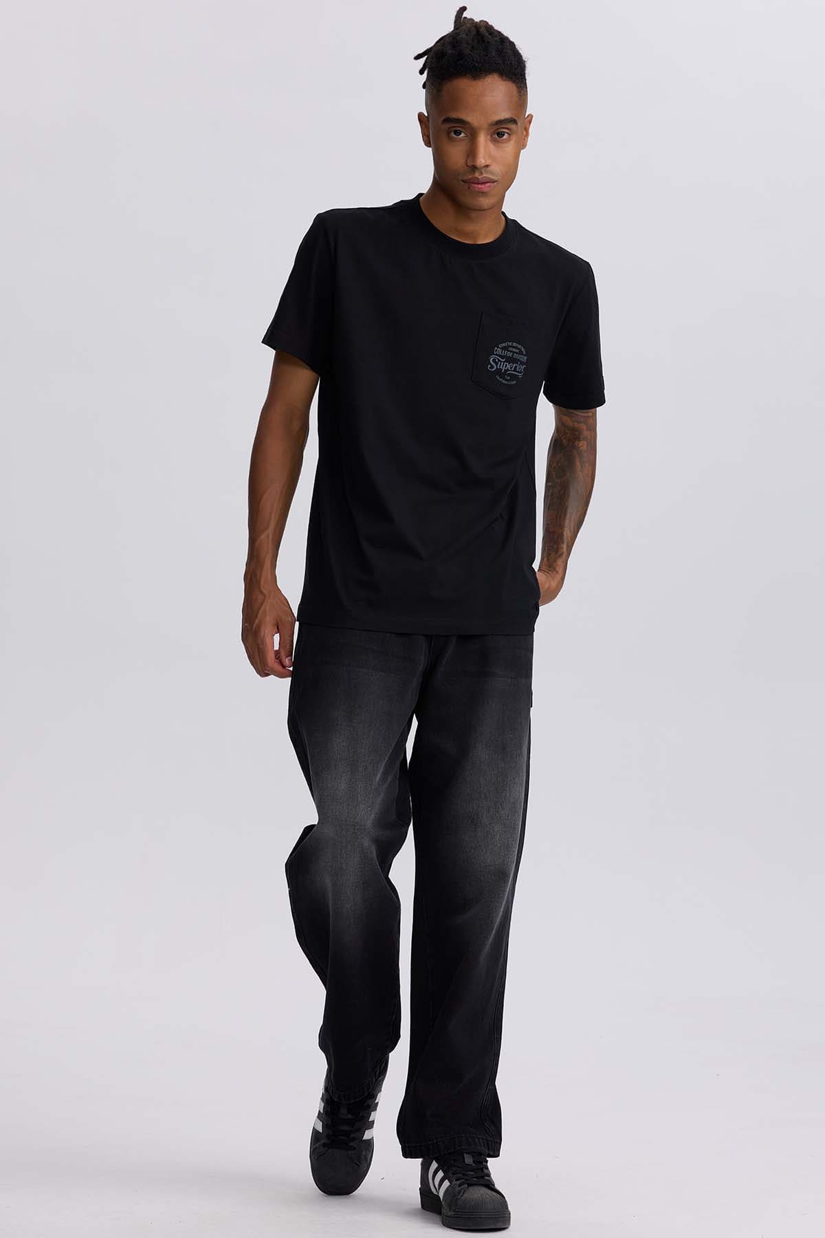 Jeans Hombre Baggy Focalizado Negro