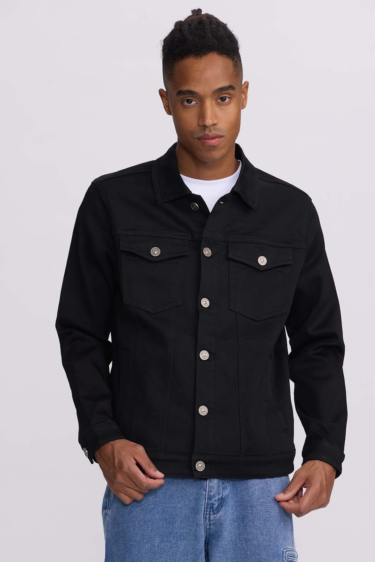 Chaqueta Hombre Costura Negro