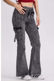 Jeans Mujer Flare Cargo Gris Gris / 46