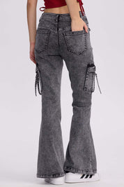 Jeans Mujer Flare Cargo Gris Gris / 46