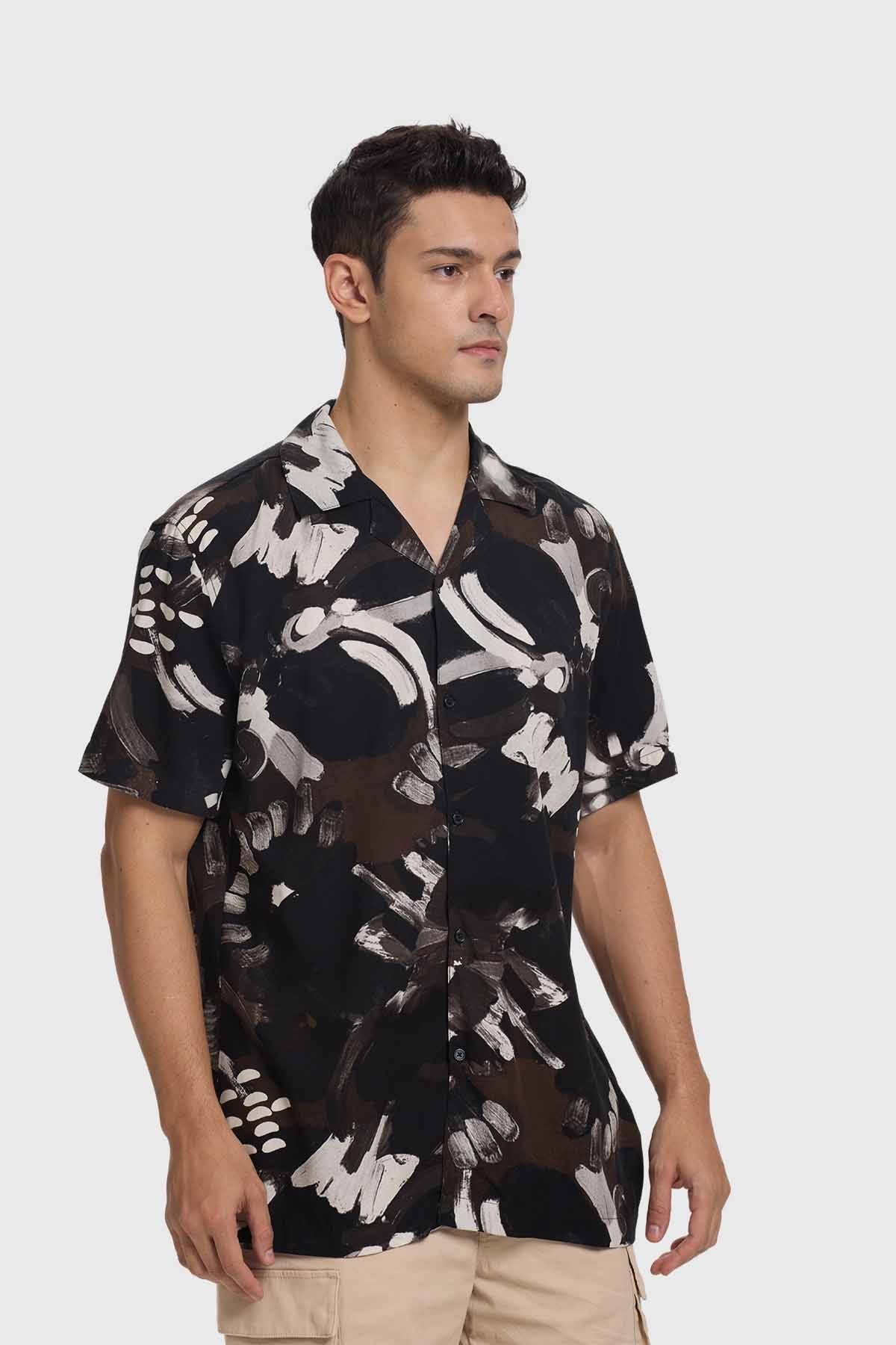 Camisa Hombre Print Negro
