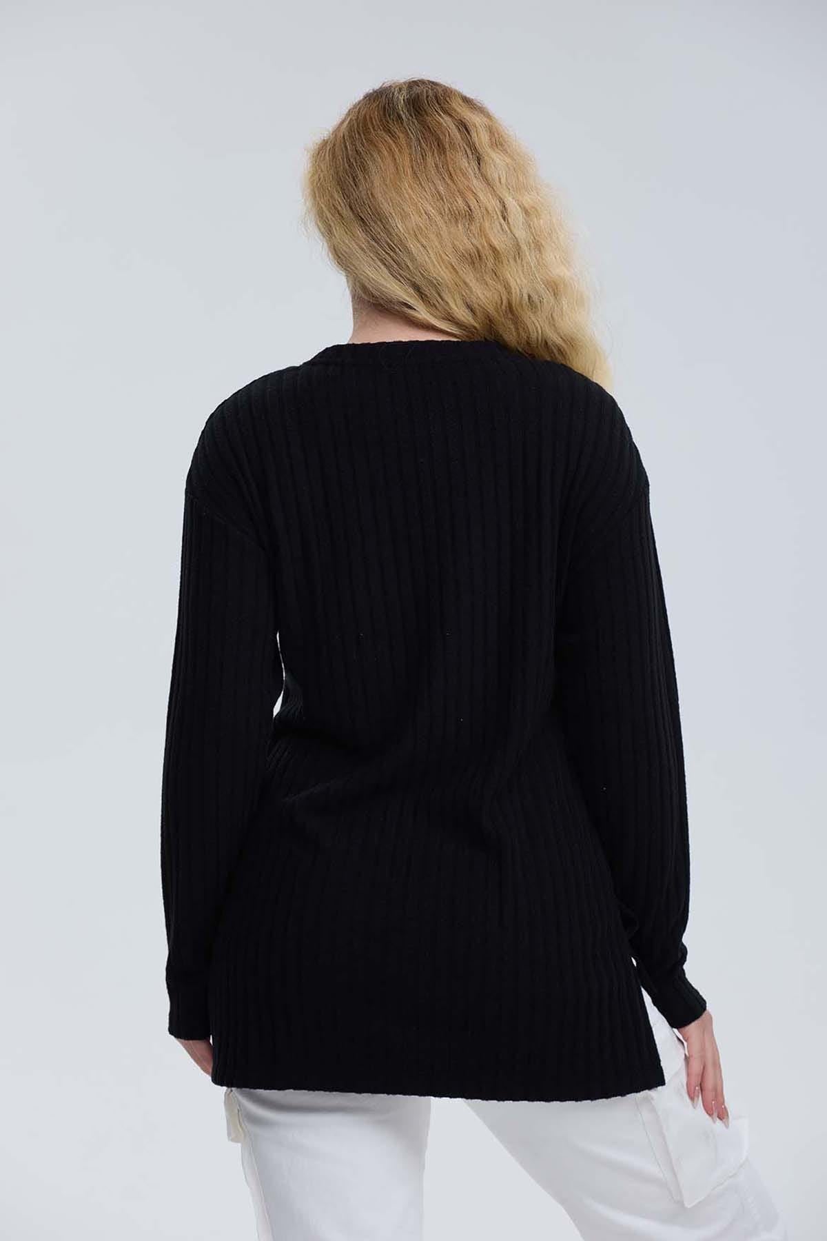 Polera Mujer Rib Negro