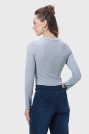 Polera Mujer Rib Gris