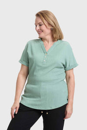 Polera Mujer Abotonada Verde